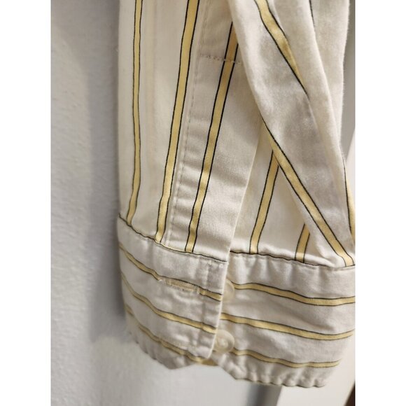 Womens New York Company Yellow Stripe Casual Button Down Blouse Shirt Medium - Picture 4 of 8